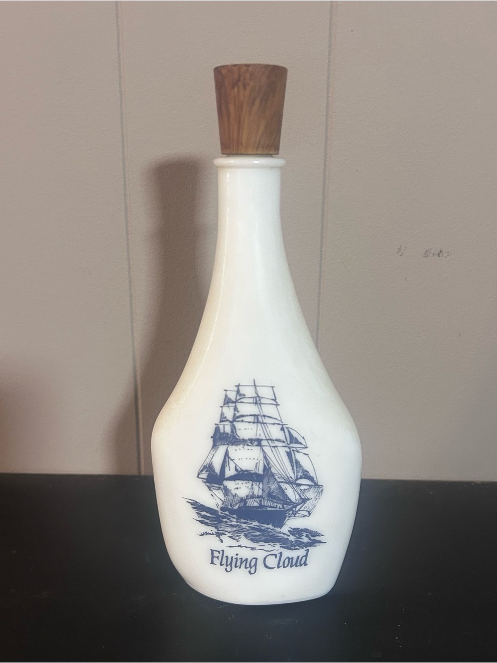Flying Cloud White Ceramic Decanter with Sailboat Graphic